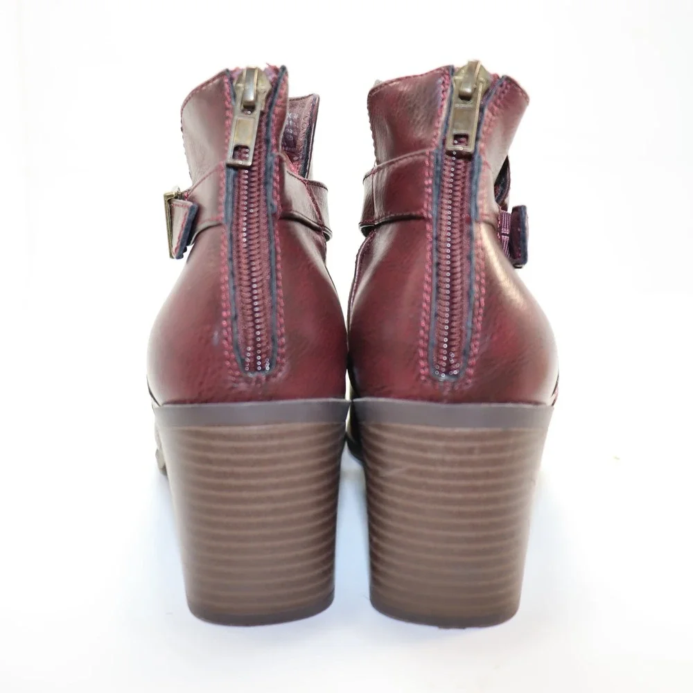 Frye and Co Pembrooke Ankle Boots 9M Burgundy Womens Dark Academia Booties